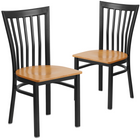 Flash Furniture HERCULES Series Black School House Back Metal Restaurant Chair - Natural Wood Seat - 2 Pack-School House Back Design