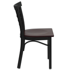 Flash Furniture HERCULES Series Black Three-Slat Ladder Back Metal Restaurant Chair - Mahogany Wood Seat - 2 Pack-Mahogany Finished Wood Seat