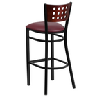 Flash Furniture HERCULES Series Black Cutout Back Metal Restaurant Barstool - Mahogany Wood Back - Burgundy Vinyl Seat-Burgundy Vinyl Upholstered Seat