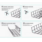 ShoppingAll Under Desk Cable Management Mesh Tray - Black - 2 Pack-User Friendly Design: Precisely engineered design details of the product start from 70 degrees wire angle to prevent scratches, smooth powder-coated surface to protect wires, and 109 degrees radian design to accommodate more items