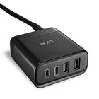 NXT Technologies 4-Port USB Type-C Hub - Black -Four-port USB charger with two USB Type-A (2.4A) and two USB Type-C ports provides convenient multi-device charging while only using a single wall outlet