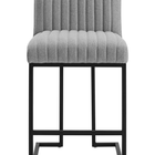 Modway Indulge Channel Tufted Fabric Counter Stool - Light Gray-Non-Marking Foot Caps
