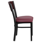 Flash Furniture HERCULES Series Black 4 Square Back Metal Restaurant Chair - Mahogany Wood Back & Burgundy Vinyl Seat - 2 Pack-Burgundy Vinyl Upholstered Seat
