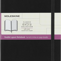 Moleskine Notebook - Large - Ruled/Plain - Soft Cover - 5" x 8.25" - Black-Large size