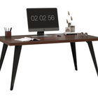 Homy Casa 63"W Modern Writing Desk - Brown-Sturdy MDF construction ensures long-lasting durability