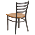 Flash Furniture HERCULES Series Clear Coated Ladder Back Metal Restaurant Chair - Natural Wood Seat - 2 Pack-.625" Thick Plywood Seat