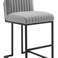 Modway Indulge Channel Tufted Fabric Counter Stool - Light Gray-Channel Tufted Counter Stool