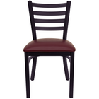 Flash Furniture HERCULES Series Black Ladder Back Metal Restaurant Chair - Burgundy Vinyl Seat - 2 Pack-Set of 2 Metal Dining Chairs