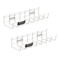 ShoppingAll Under Desk Cable Management Mesh Tray - White - 2 Pack -Wide & Spacious Rack: Enjoy peace of mind with our 4.7 x 16.5 inch (120mm x 420mm) storage space that keeps cables and power strips out of sight for a clutter-free workspace