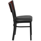 Flash Furniture HERCULES Series Black Slat Back Metal Restaurant Chair - Mahogany Wood Back, Black Vinyl Seat - 2 Pack-Black Vinyl Upholstered Seat