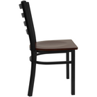 Flash Furniture HERCULES Series Black Ladder Back Metal Restaurant Chair - Mahogany Wood Seat - 2 Pack-Mahogany Finished Wood Seat
