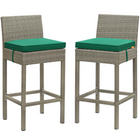 Modway Conduit Outdoor Patio Wicker Rattan Bar Stool - Light Gray Green - Set of 2-Modern Outdoor Bar Stool