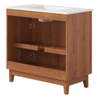 Modway Miles 36" Bathroom Vanity - White/Walnut-Tapered Rubberwood Legs