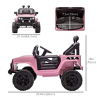 Aosom 12V Kids Ride-On Off-Road Toy Truck - Pink-Working headlights, steering wheel, and horn 