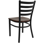 Flash Furniture HERCULES Series Black Ladder Back Metal Restaurant Chair - Mahogany Wood Seat - 2 Pack-.625" Thick Plywood Seat