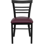 Flash Furniture HERCULES Series Black Three-Slat Ladder Back Metal Restaurant Chair - Burgundy Vinyl Seat - 2 Pack-Set of 2 Metal Dining Chairs