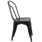 Nicer Furniture Stackable Industrial Tolix A Style Side Chair - Metal - Black - 4 Pack-Curved Back with Vertical Slat