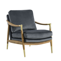 Modway Langford Performance Velvet Accent Armchair - Cadet Blue Walnut-Versatile Accent Chair