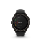 Garmin fēnix 8 - Solar Outdoor Recreation/Adventure Watches - 47 mm - Sapphire, Carbon Gray DLC Titanium with Black/Pebble Gray Silicone Band-Power up your body’s performance, endurance and resistance to injury with targeted strength training plans, real-time stamina tracking, sport-specific workouts and a full range of built-in sports apps