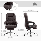 Vinsetto Reclining Massage Office Chair with Adjustable Height and Footrest - Dark Brown-Curved backrest and thick padding provide extra support 