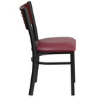 Flash Furniture HERCULES Series Black Slat Back Metal Restaurant Chair - Mahogany Wood Back & Burgundy Vinyl Seat - 2 Pack-Burgundy Vinyl Upholstered Seat