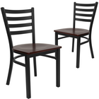 Flash Furniture HERCULES Series Black Ladder Back Metal Restaurant Chair - Mahogany Wood Seat - 2 Pack-Ladder Back Design