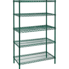 Kleton Green Epoxy Finish Wire Shelving, 5 Shelves, 18"D x 74"H, Starter, 60"W-Depth: 18"