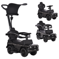 Aosom Mercedes-Benz G350 Toddler Sliding Car - Black-3-in-1 design of a Foot-to-Floor walker, a slider and push-along Ride-On 