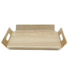 Cathay Importers Bentwood Rect Tray with Handles, 15.75"W x 11.5"D x 2"H, Light Brown-Dimensions: 2"H x 15.75"W x 11.5"D