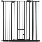 PawHut 41" Pet Gate with Walk Through Door - Black-Double locking system ensures your pet is secured in a place and provide maximum safety