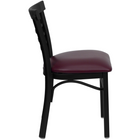 Flash Furniture HERCULES Series Black Three-Slat Ladder Back Metal Restaurant Chair - Burgundy Vinyl Seat - 2 Pack-Burgundy Vinyl Upholstered Seat