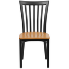 Flash Furniture HERCULES Series Black School House Back Metal Restaurant Chair - Natural Wood Seat - 2 Pack-Set of 2 Metal Dining Chairs