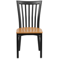 Flash Furniture HERCULES Series Black School House Back Metal Restaurant Chair - Natural Wood Seat - 2 Pack-Set of 2 Metal Dining Chairs