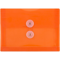 JAM Paper Plastic Envelopes with Button and String Tie Closure Index Booklet - 5.5" x 7.5" - Orange - 12 Pack -Colour: Orange 