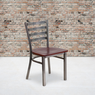 Flash Furniture HERCULES Series Clear Coated Ladder Back Metal Restaurant Chair - Mahogany Wood Seat - 2 Pack-Welded Joint Assembly