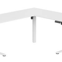 Uplite L-Shaped Dual Motor Height-Adjustable Corner Standing Desk - 63" x 55" - White-Easy up-and-down control provides height adjustment from 28.3" to 46.5", allowing effortless shift from sitting to standing working position.