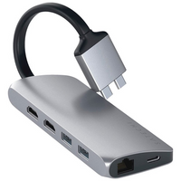 Satechi Type-C Dual Multimedia Adapter - Space Grey-4K HDMI display extended across two monitors