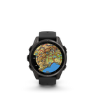 Garmin fēnix 8 - AMOLED Outdoor Recreation/Adventure Watches - 43 mm - Sapphire, Carbon Gray DLC Titanium with Black/Pebble Gray Silicone Band-Battery performance: up to 10 days in smartwatch mode; up to 28 hours in GPS mode