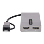 Startech USB A/C to 2x 4K/1080p HDMI Display Adapter - 0.36' - Grey-Add dual displays to almost any laptop with the integrated USB-A or USB-C adapter dongle, Enable extended dual displays on Apple M1/M2/M3 MacBooks which are not natively capable of driving more than one external display