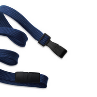 Beslayn Heavy Duty Flat Braid Breakaway Lanyard With No Twist Plastic ID Clip - Navy Blue - 50 Pack-Metal-Free Design – Ideal for Security Checkpoints and MRI Facilities