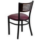 Flash Furniture HERCULES Series Black Slat Back Metal Restaurant Chair - Walnut Wood Back & Burgundy Vinyl Seat - 2 Pack-2.5" Thick Foam Padded Seat
