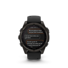 Garmin fēnix 8 - Solar Outdoor Recreation/Adventure Watches - 47 mm - Sapphire, Carbon Gray DLC Titanium with Black/Pebble Gray Silicone Band-Off-grid voice command feature lets you access select watch controls even without a smartphone connection