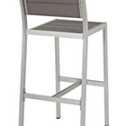Modway Shore Outdoor Patio Aluminum Armless Bar Stool - Silver Gray - Set of 2-Black Plastic Foot Caps