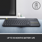 Logitech Wireless Touch-Keyboard K400 Plus, Black, French-18-month battery life