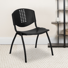 Flash Furniture HERCULES Series Black Plastic Stack Chair with Oval Cutout Back & Black Frame-Black Powder Coated Frame Finish with Plastic Glides