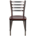 Flash Furniture HERCULES Series Clear Coated Ladder Back Metal Restaurant Chair - Mahogany Wood Seat - 2 Pack-Set of 2 Metal Dining Chairs
