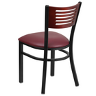 Flash Furniture HERCULES Series Black Slat Back Metal Restaurant Chair - Mahogany Wood Back & Burgundy Vinyl Seat - 2 Pack-2.5" Thick Foam Padded Seat