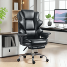 HOMCOM Big and Tall Overstuffed Desk Chair with Spring Pack - 400 lbs Capacity-Wraparound double-tier padding with high back, built-in headrest, padded armrests provides full support