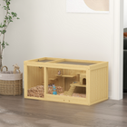 PawHut Large Wooden Hamster Cage with Pull-out Tray, Seesaws & Ladder-Features a seesaw and a hut for exercise and hiding spaces