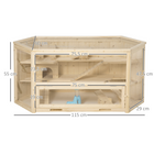 PawHut Wooden Large Hamster Cage 3-Tier with Tray-Levels are accessible by ramps